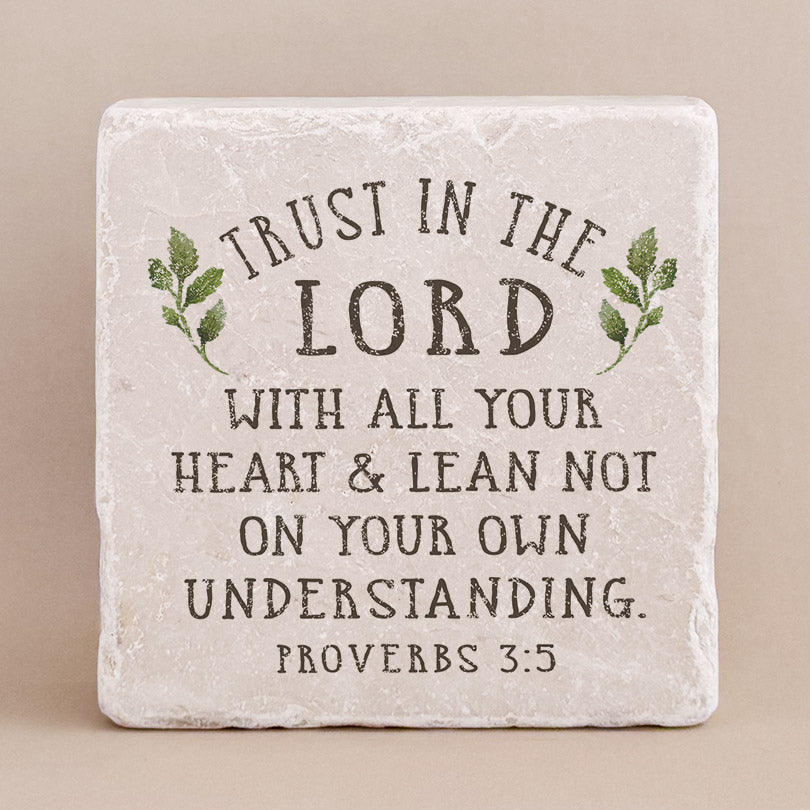 Twelve Stone Art Proverbs 3:5 Scripture Stone (2 x 2 x 1")
