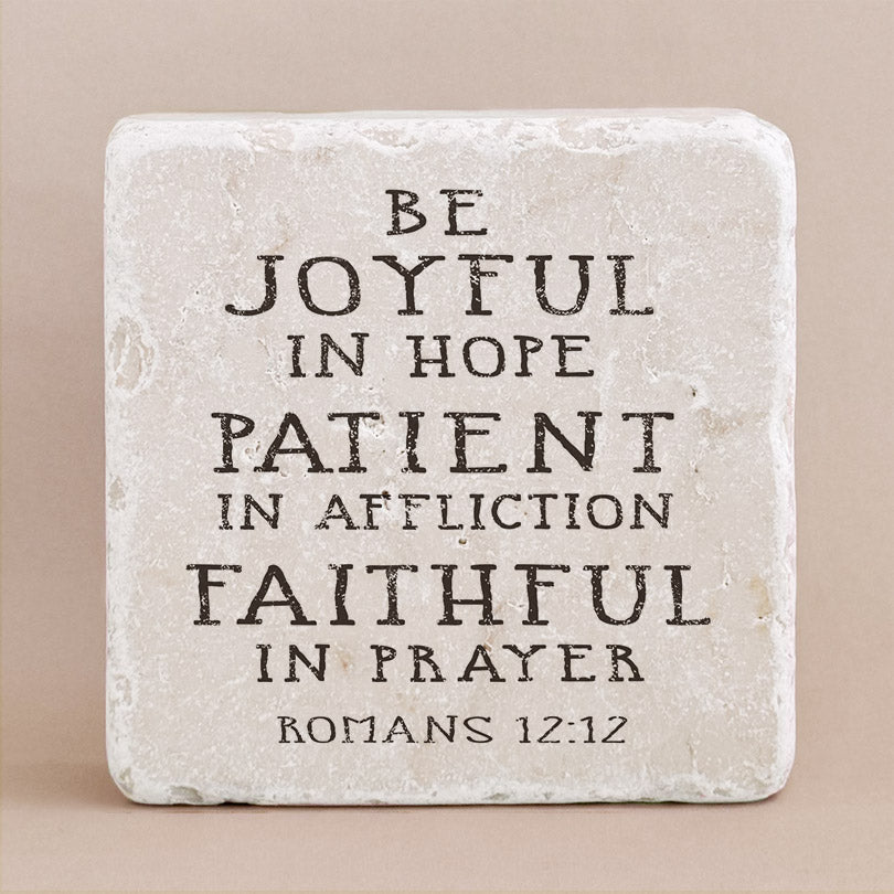 Twelve Stone Art Romans 12:12 Scripture Stone (2 x 2 x ⅜") Magnetic