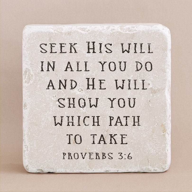 Twelve Stone Art Proverbs 3:6 Scripture Stone (2 x 2 x 1")