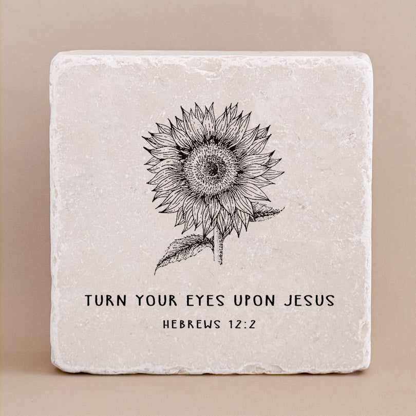 Twelve Stone Art Hebrews 12:2 Scripture Stone (2 x 2 x 1")