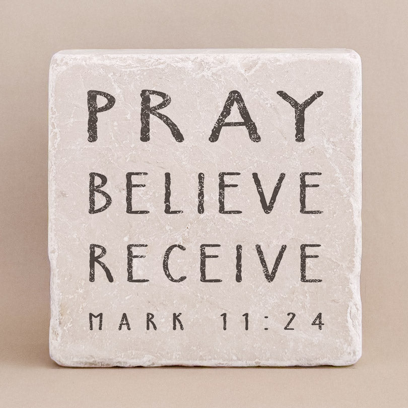 Twelve Stone Art Mark 11:24 Scripture Stone (2 x 2 x ⅜") Magnetic