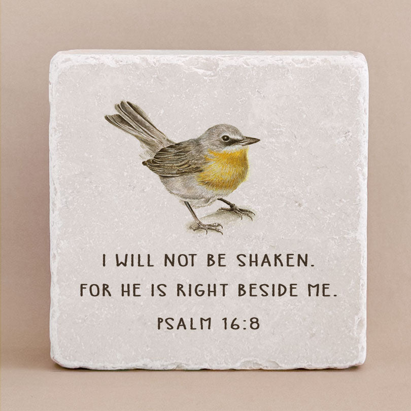 Twelve Stone Art Bird Psalm 16:8 Scripture Stone (2 x 2 x ⅜") Magnetic