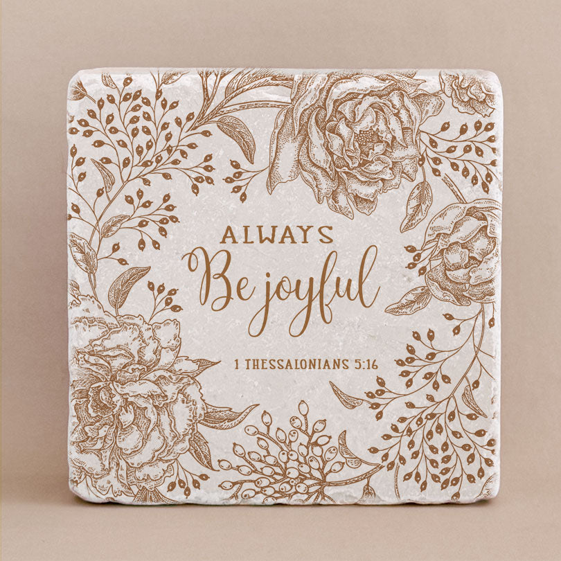Twelve Stone Art 1 Thessalonians 5:16 Scripture Stone (2 x 2 x ⅜") Magnetic