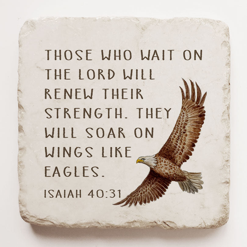 Twelve Stone Art Isaiah 40:31 Scripture Stone (2 x 2 x ⅜") Magnetic