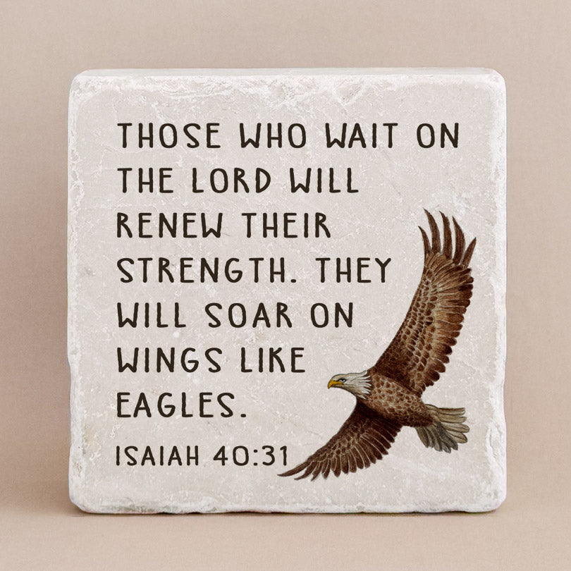 Twelve Stone Art Isaiah 40:31 Scripture Stone (2 x 2 x ⅜") Magnetic