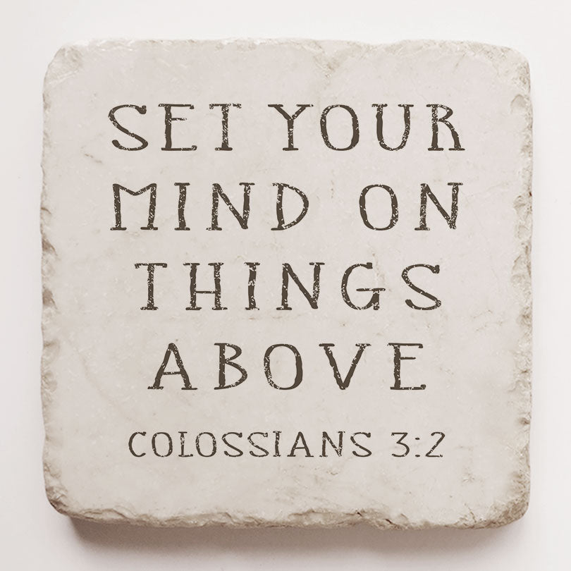 Twelve Stone Art Colossians 3:2 Scripture Stone (2 x 2 x 1")