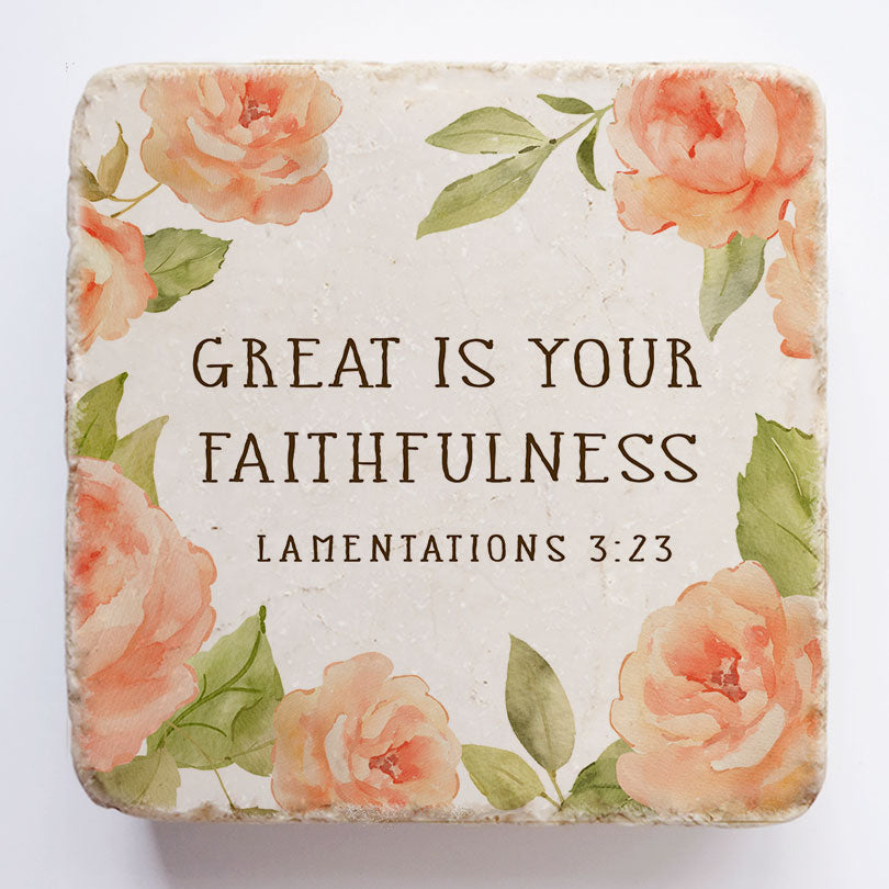 Twelve Stone Art Lamentations 3:23 Scripture Stone (2 x 2 x 1")