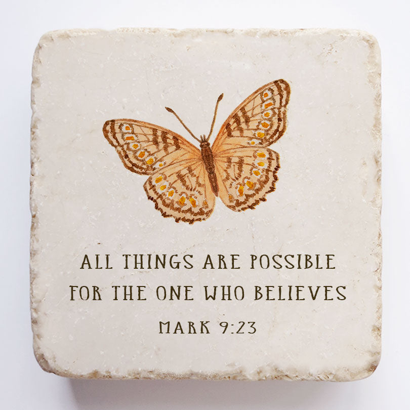 Twelve Stone Art Mark 9:23 Scripture Stone (2 x 2 x 1")