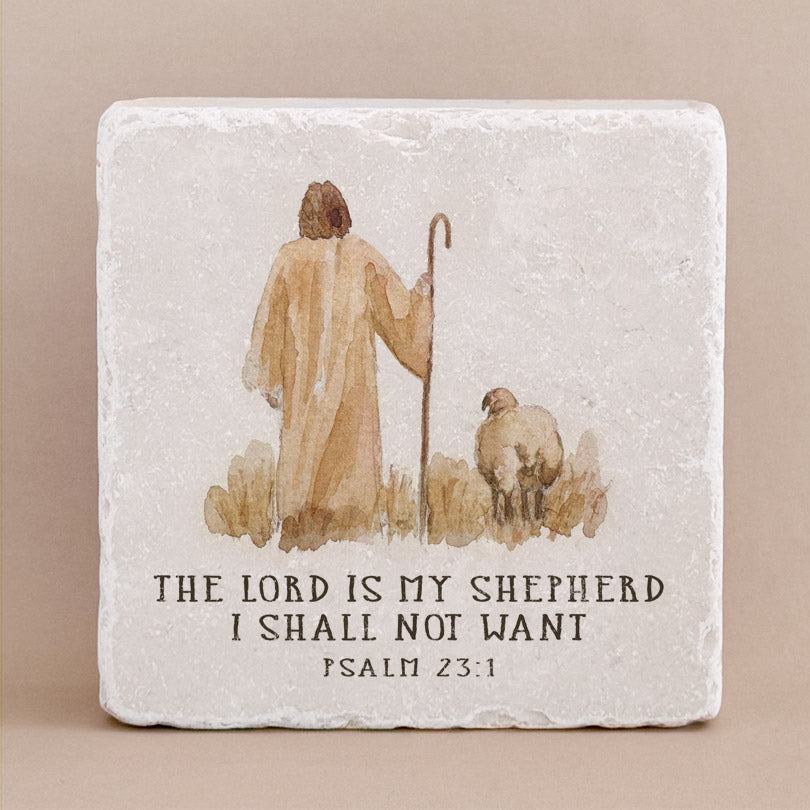 Twelve Stone Art Psalm 23:1 Scripture Stone (2 x 2 x 1")