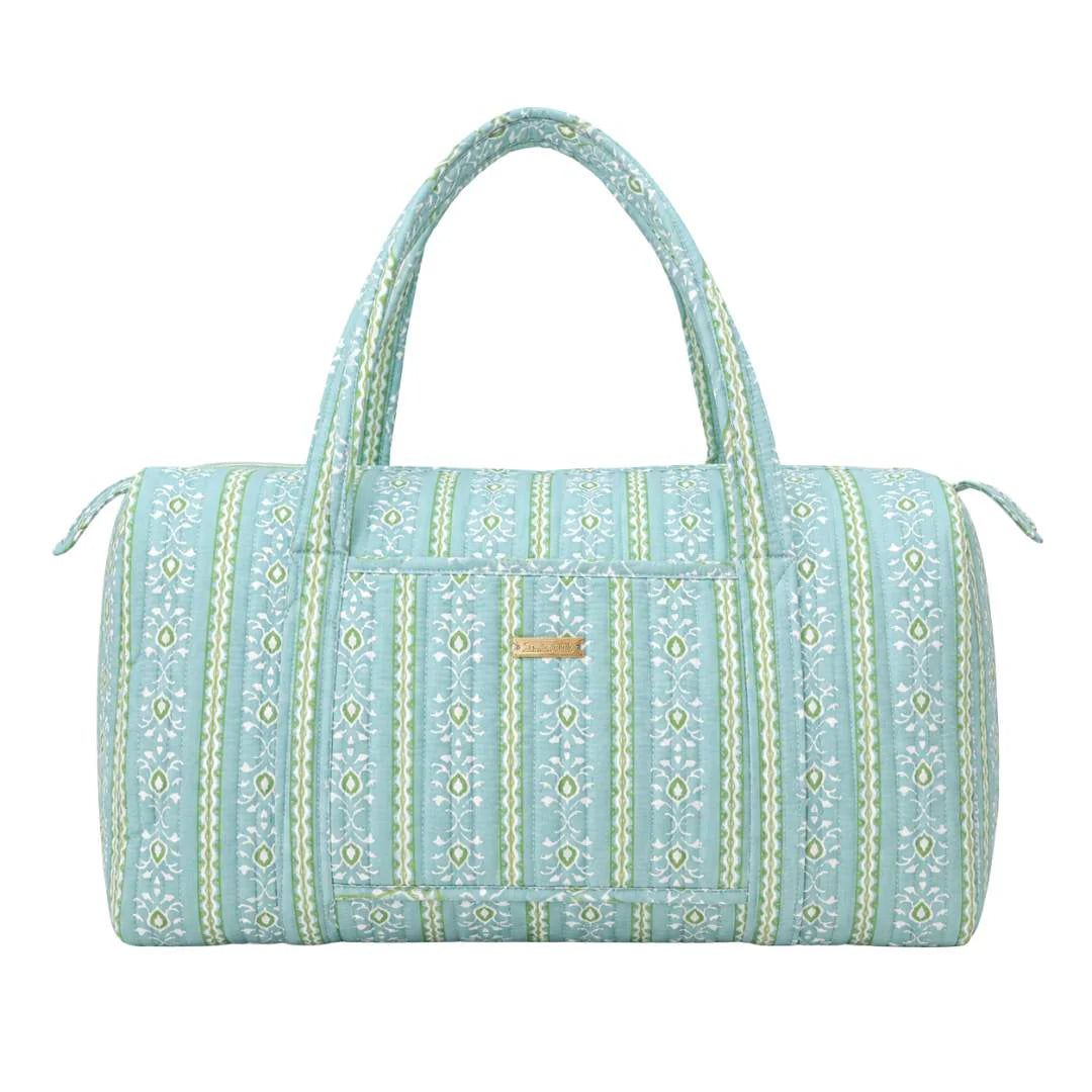 Laura Park Rosemary Stripe Blue Signature Quilted Duffle Bag