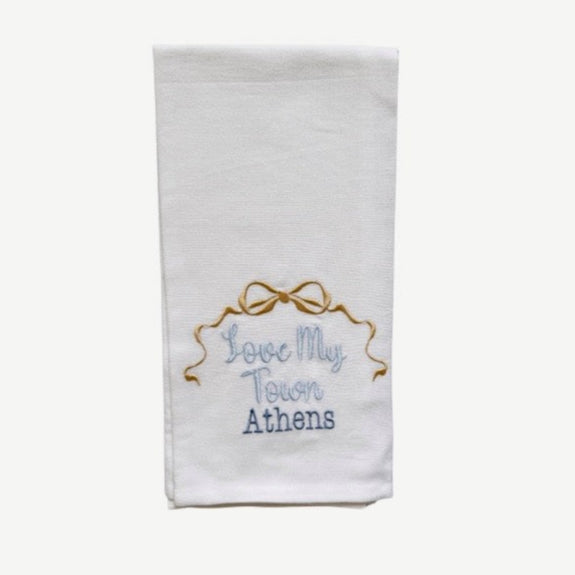 Hanging By A Thread White Towel - Love My Town Athens