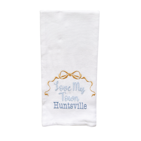 Hanging By A Thread White Towel - Love My Town Huntsville