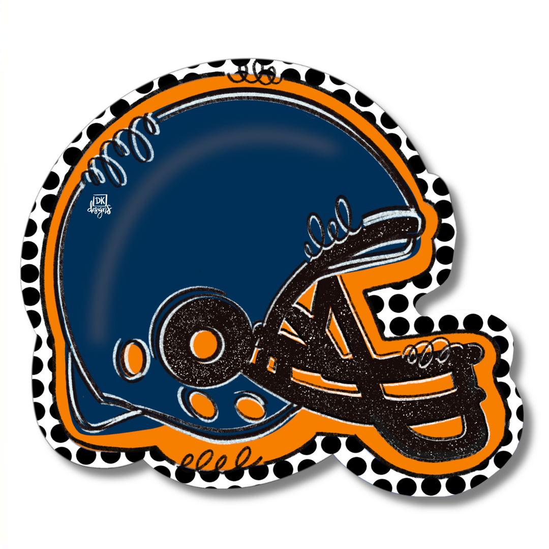 DK Orange and Navy FB Helmet Mini