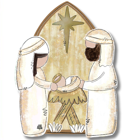 DK White and Gold Nativity Mini