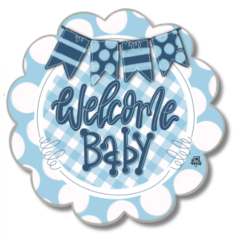 DK Blue Scallop Welcome Baby Mini