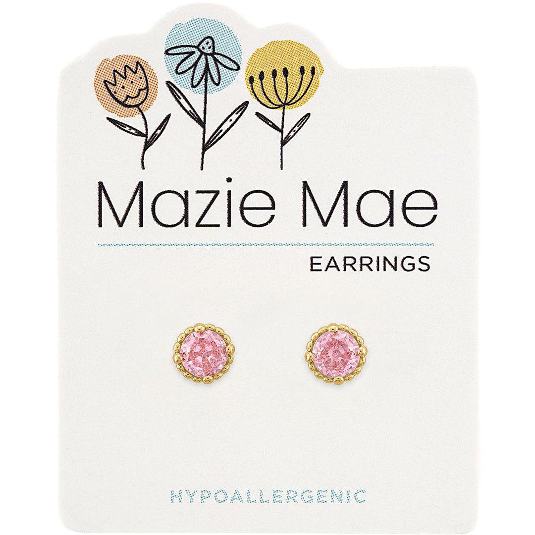 Mazie Mae Gold Beaded Rose Stud Earrings