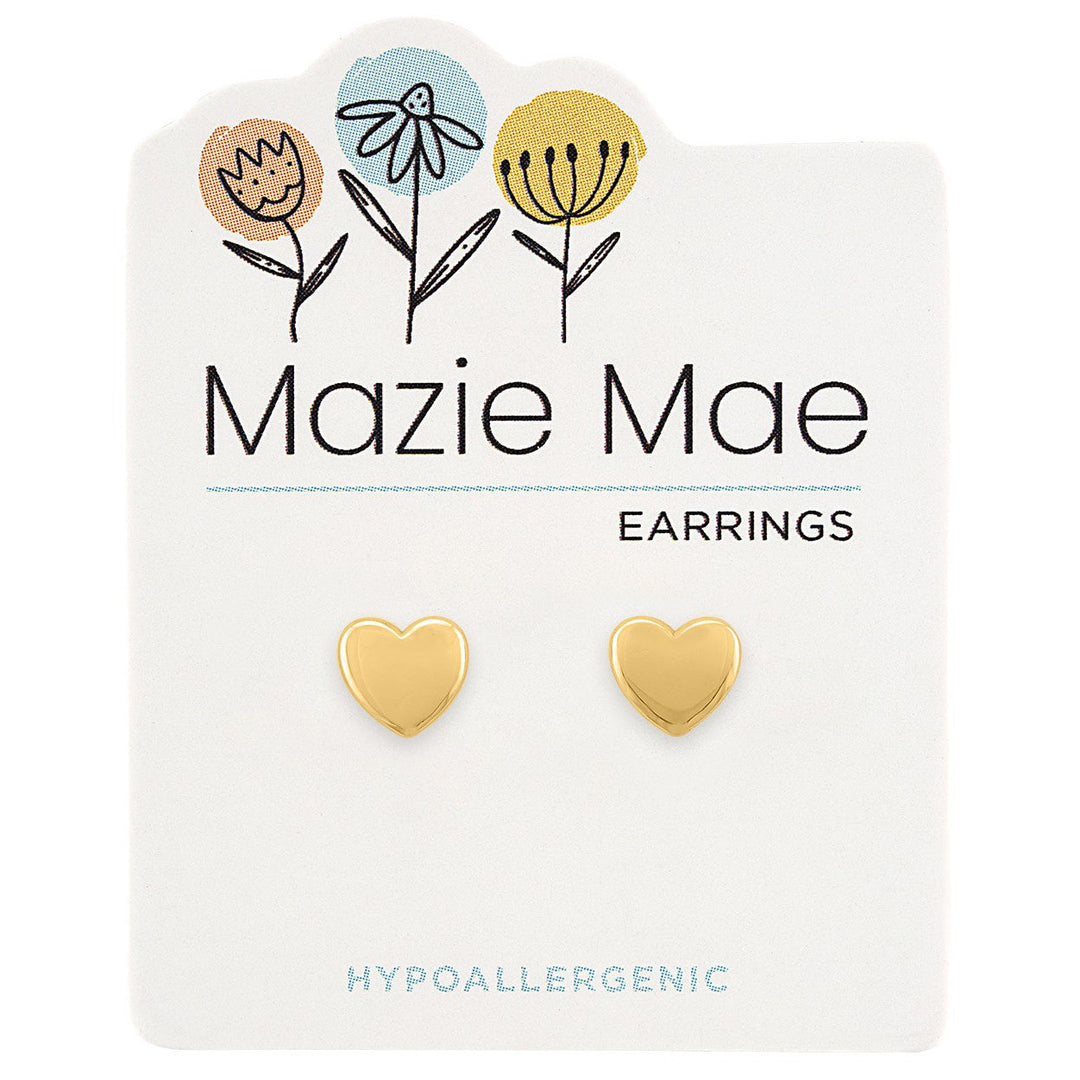 Mazie Mae Gold Solid Heart Stud Earrings