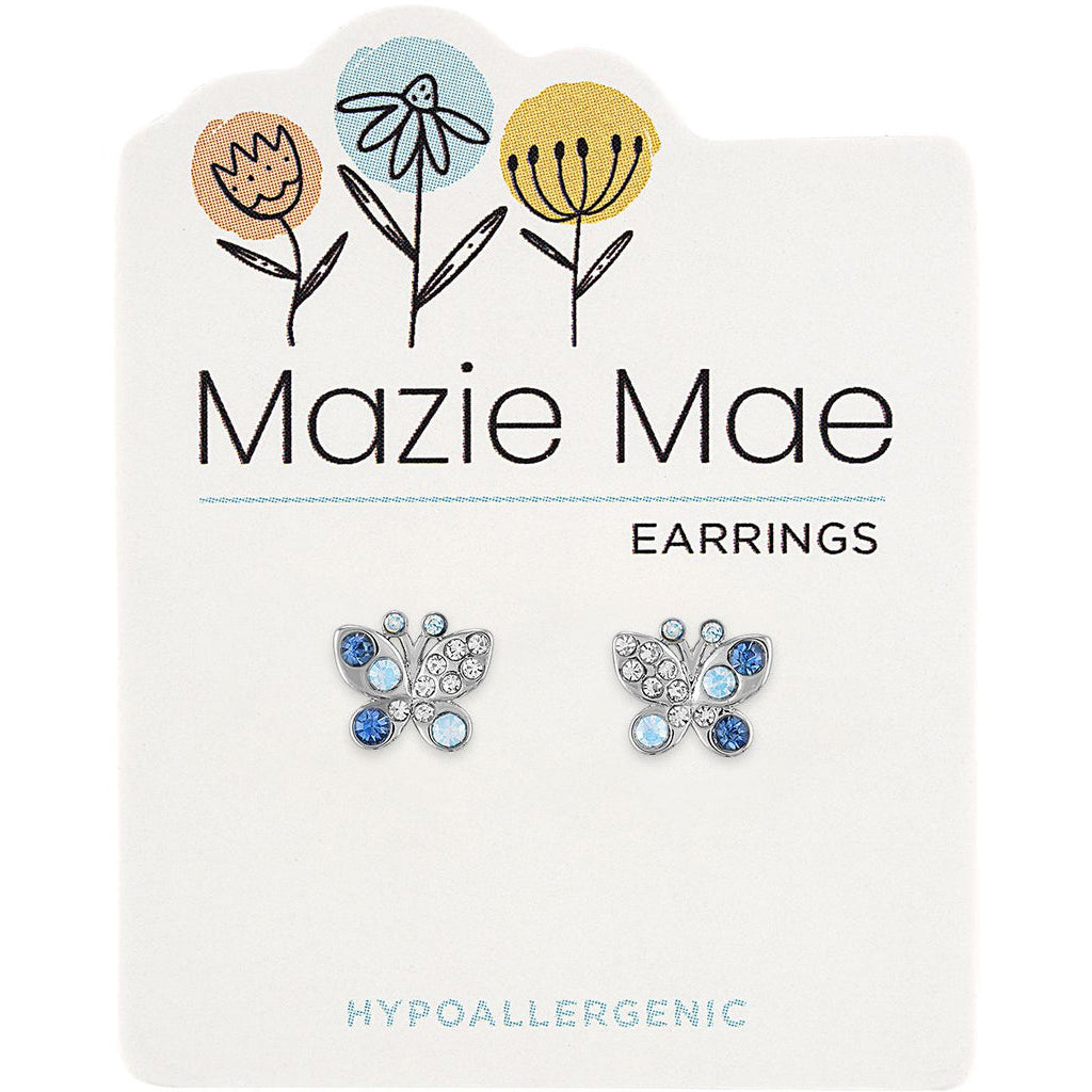 Mazie Mae Silver Opal & Aquamarine Butterfly Stud Earrings