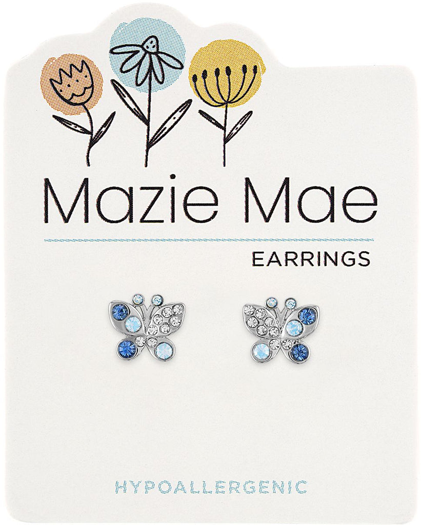 Mazie Mae Silver Opal & Aquamarine Butterfly Stud Earrings