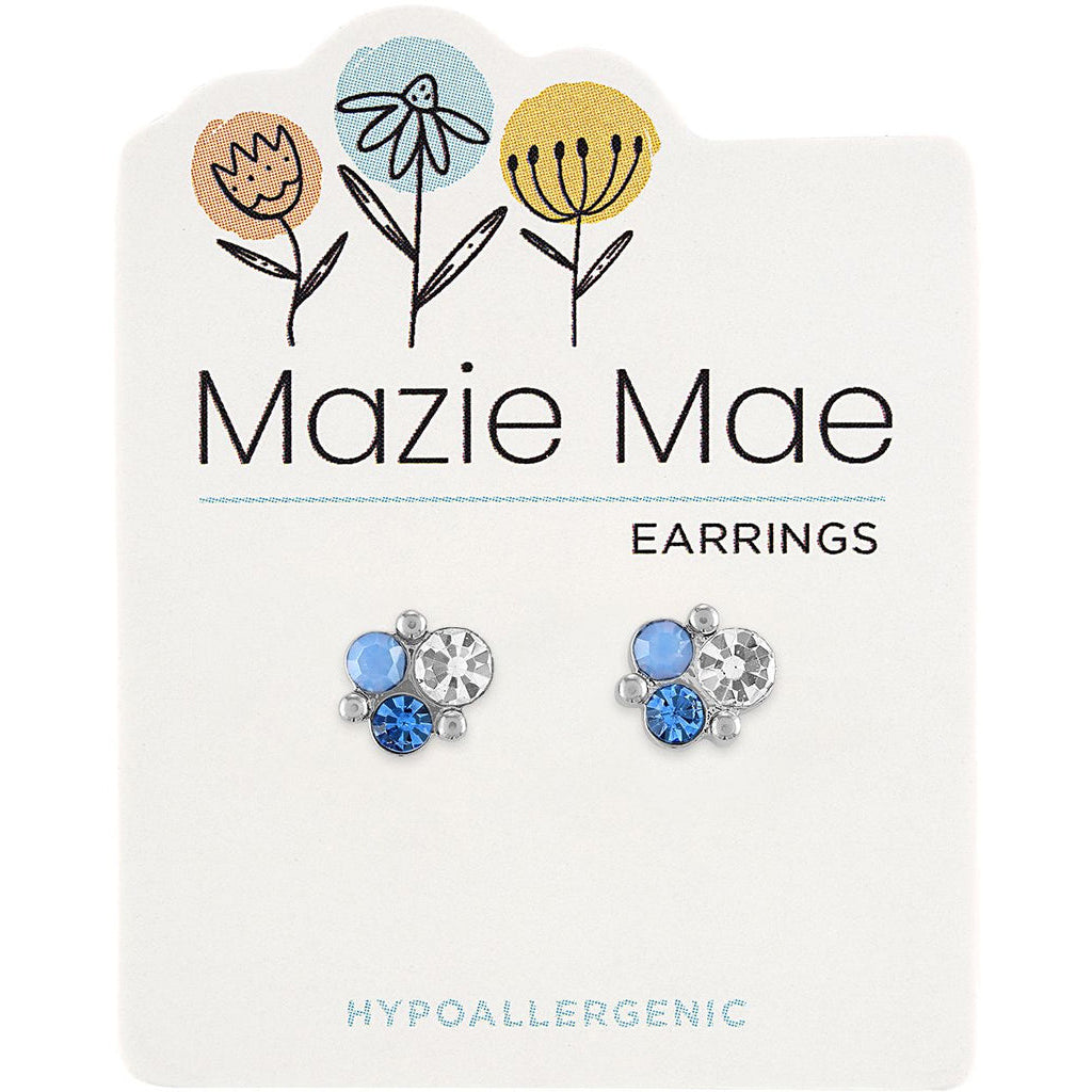 Mazie Mae Silver Air Blue Opal Cluster Stud Earrings