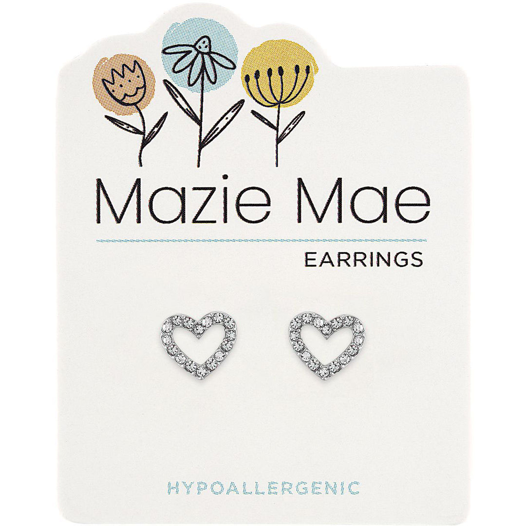 Mazie Mae Silver CZ Open Heart Stud Earrings