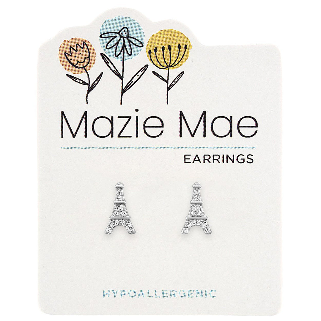 Mazie Mae Silver Eiffel Tower Stud Earrings