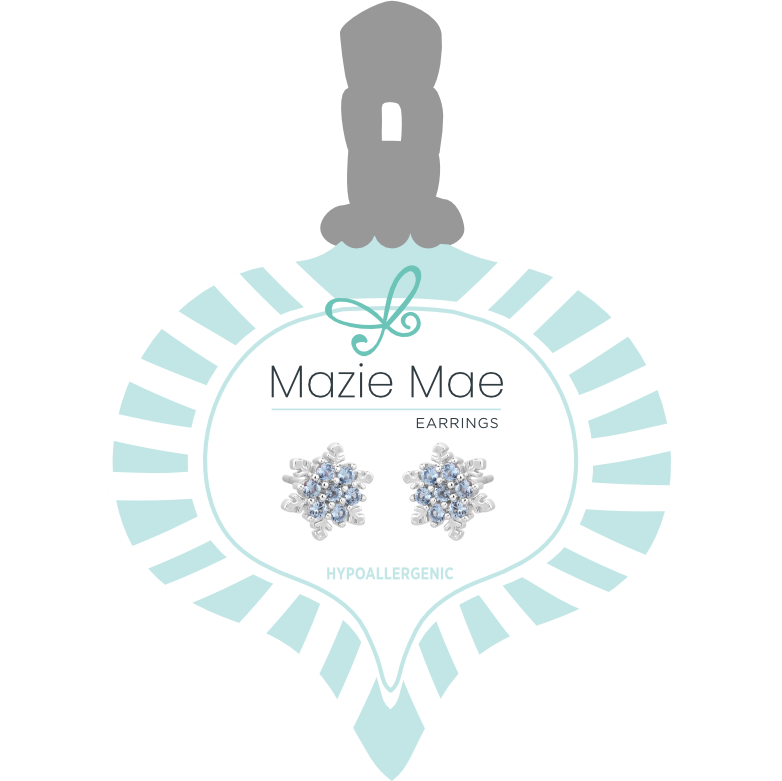 Mazie Mae Silver Light Sapphire Snowflake Stud Earrings