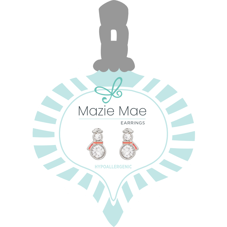 Mazie Mae Silver CZ Snowman Stud Earrings