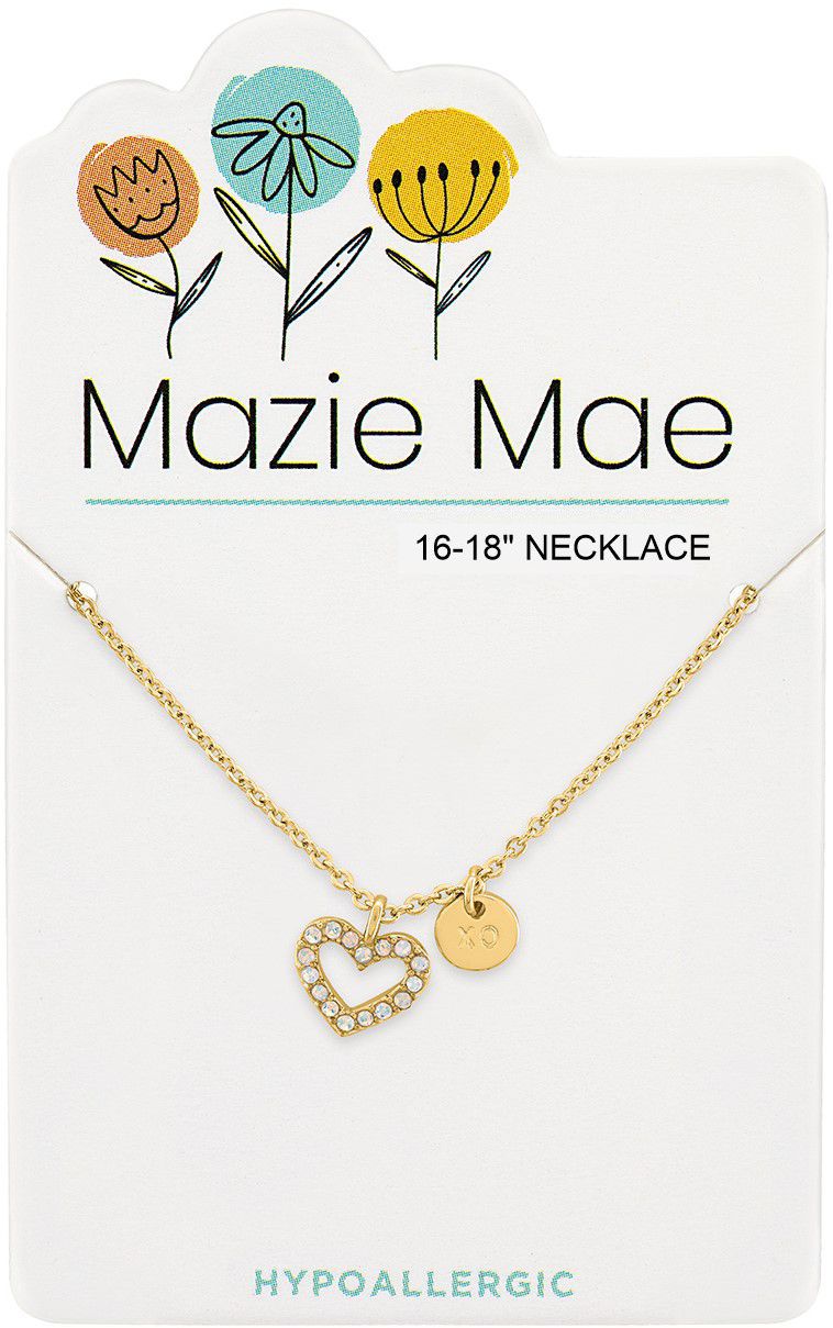 Mazie Mae Gold Open White Opal Heart & "XO" Dangle Necklace