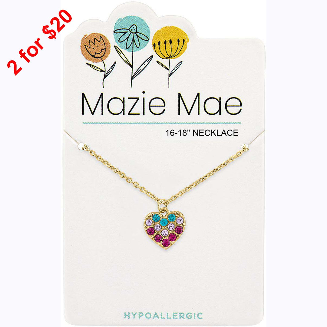 Mazie Mae Gold Multi-Color CZ Heart Necklace