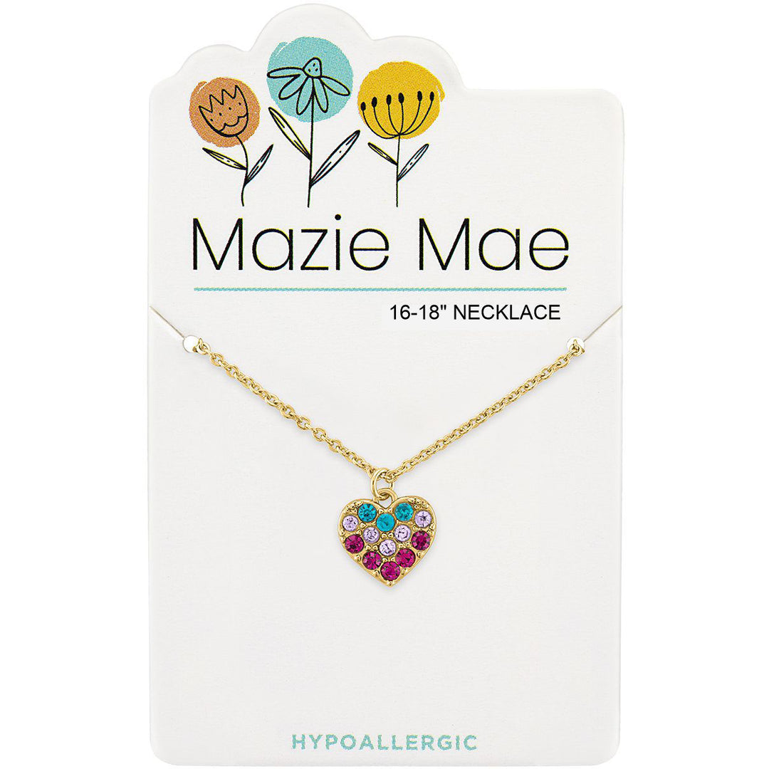 Mazie Mae Gold Multi-Color CZ Heart Necklace