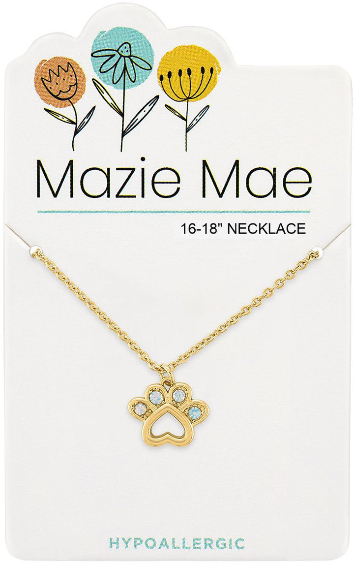 Mazie Mae Gold Opal Paw Print Necklace