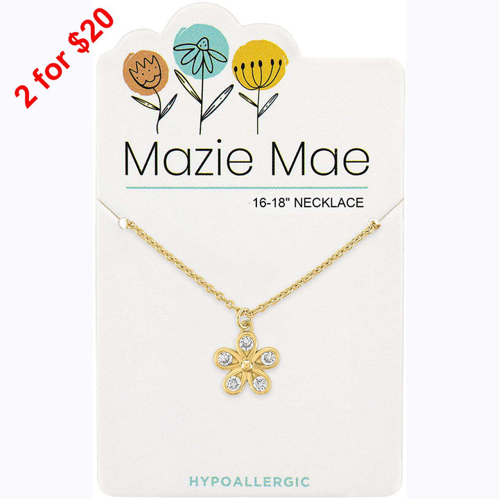 Mazie Mae Gold CZ Flower Necklace