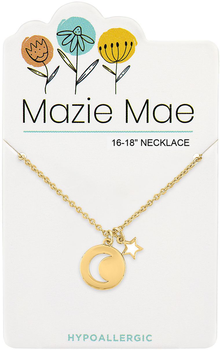 Mazie Mae Gold Moon Pendant & Star Dangle Necklace