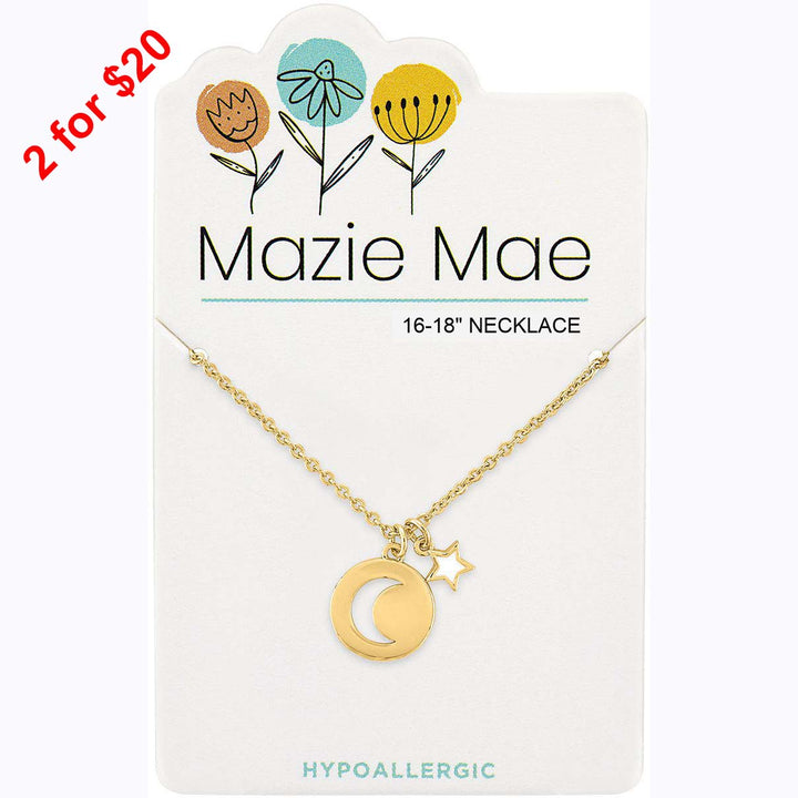 Mazie Mae Gold Moon Pendant & Star Dangle Necklace