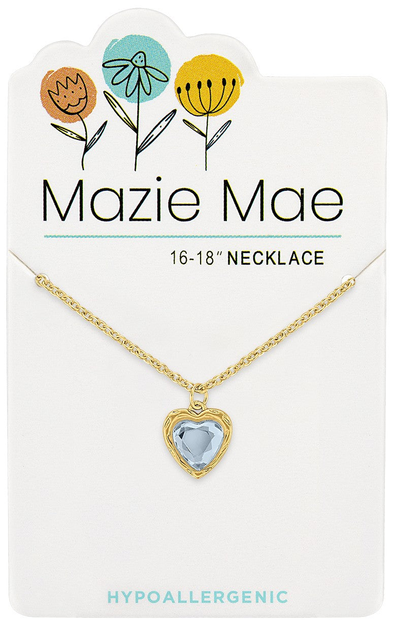 Mazie Mae Gold Light Sapphire Resin Heart Necklace