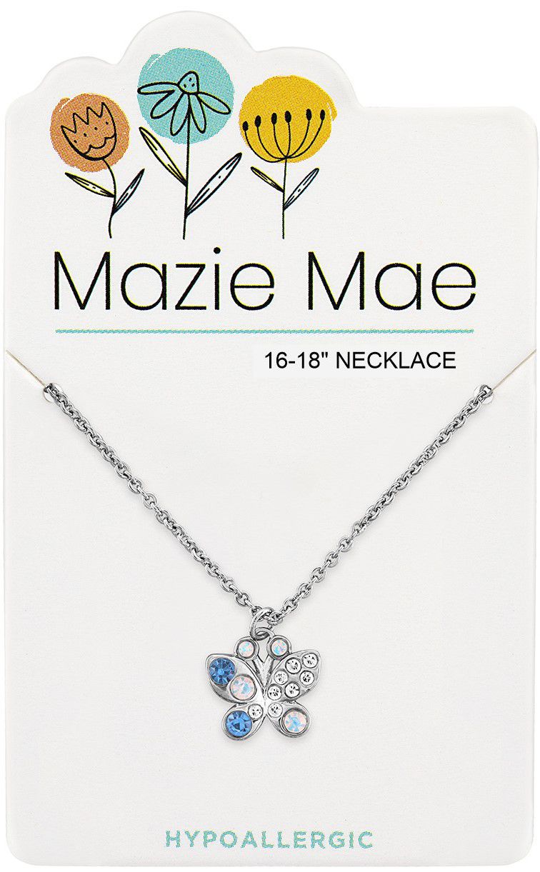 Mazie Mae Silver Opal & Aquamarine Butterfly Necklace