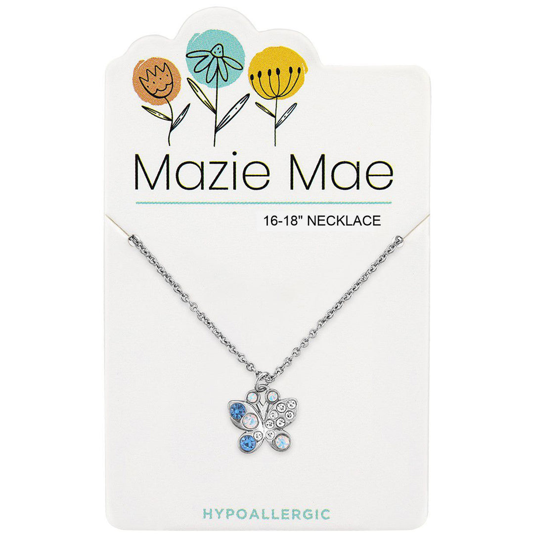 Mazie Mae Silver Opal & Aquamarine Butterfly Necklace