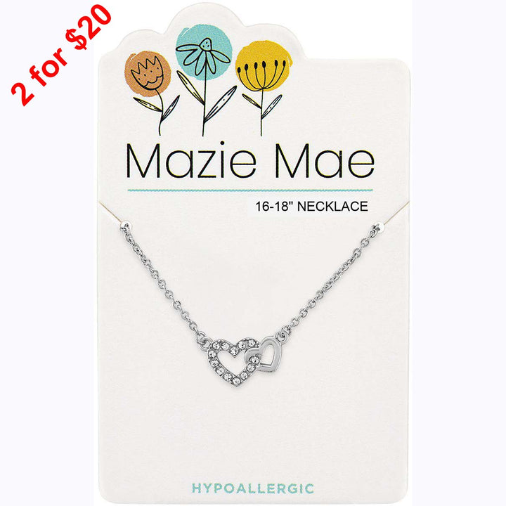 Mazie Mae Silver Interlocking Hearts Necklace