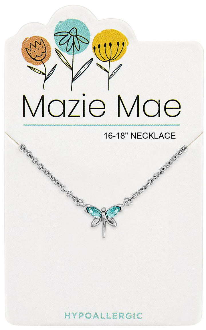 Mazie Mae Silver Aquamarine Dragonfly Necklace