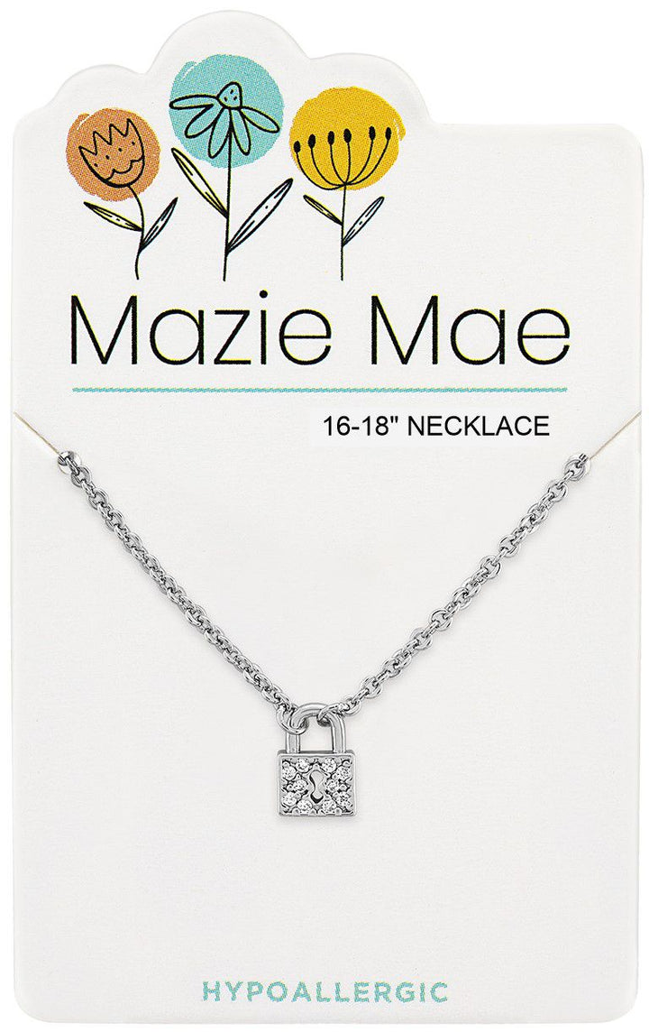 Mazie Mae Silver CZ Padlock Necklace