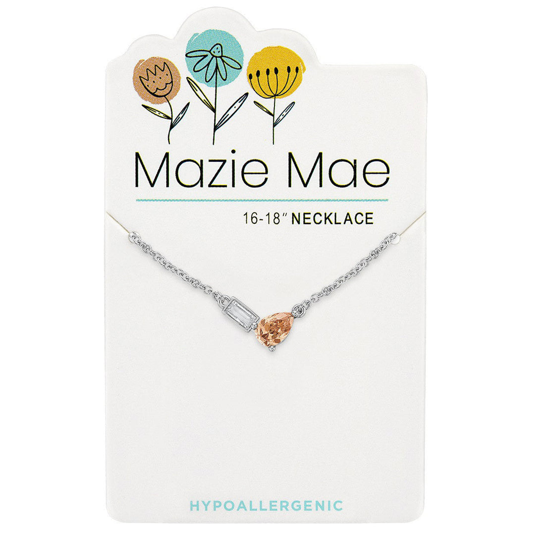 Mazie Mae Silver Vintage Rose Duo Stone Necklace