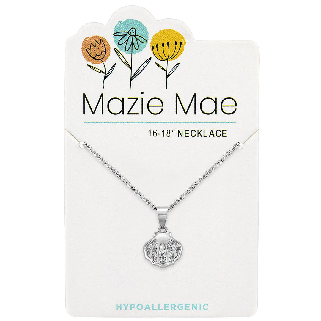 Mazie Mae Silver CZ Shell Necklace
