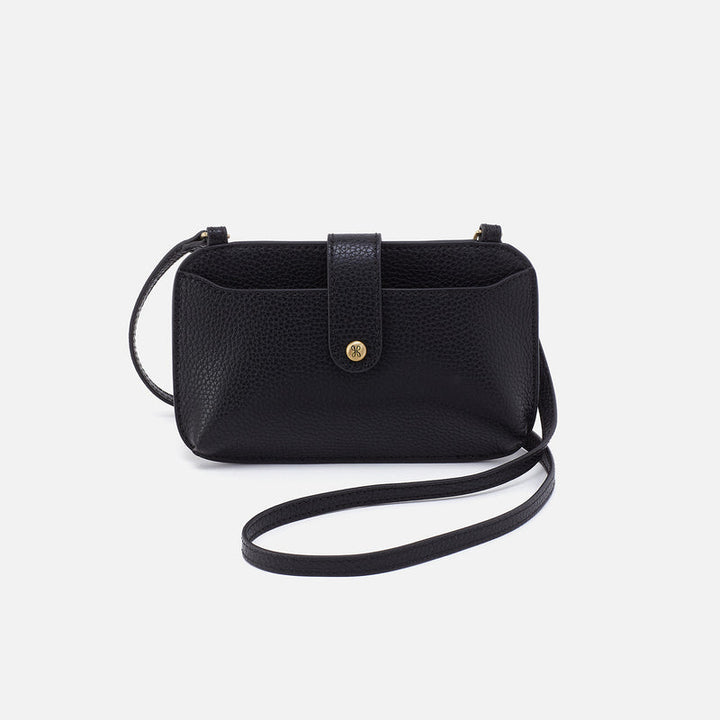 Hobo Vida Phone Crossbody - Black Micro Pebbled Leather