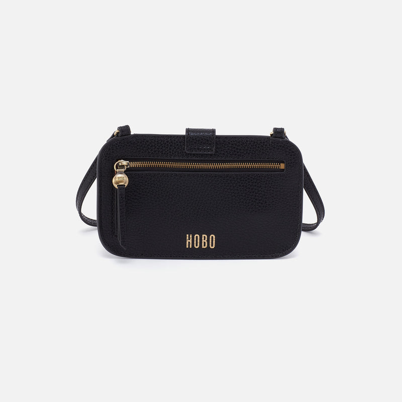 Hobo Vida Phone Crossbody - Black Micro Pebbled Leather