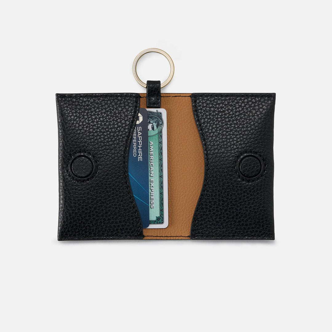 Hobo Vida Card Case - Black Micro Pebbled Leather