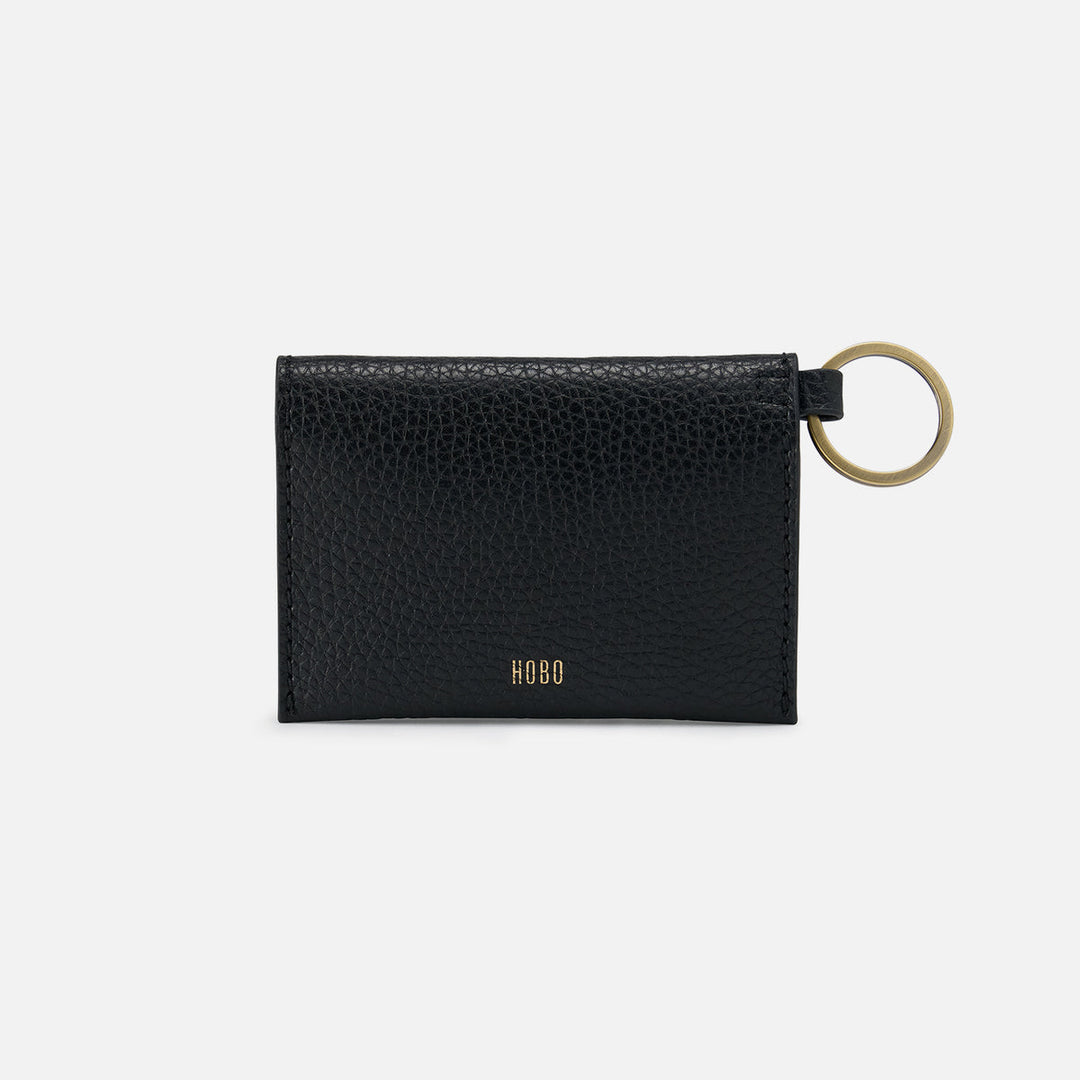 Hobo Vida Card Case - Black Micro Pebbled Leather