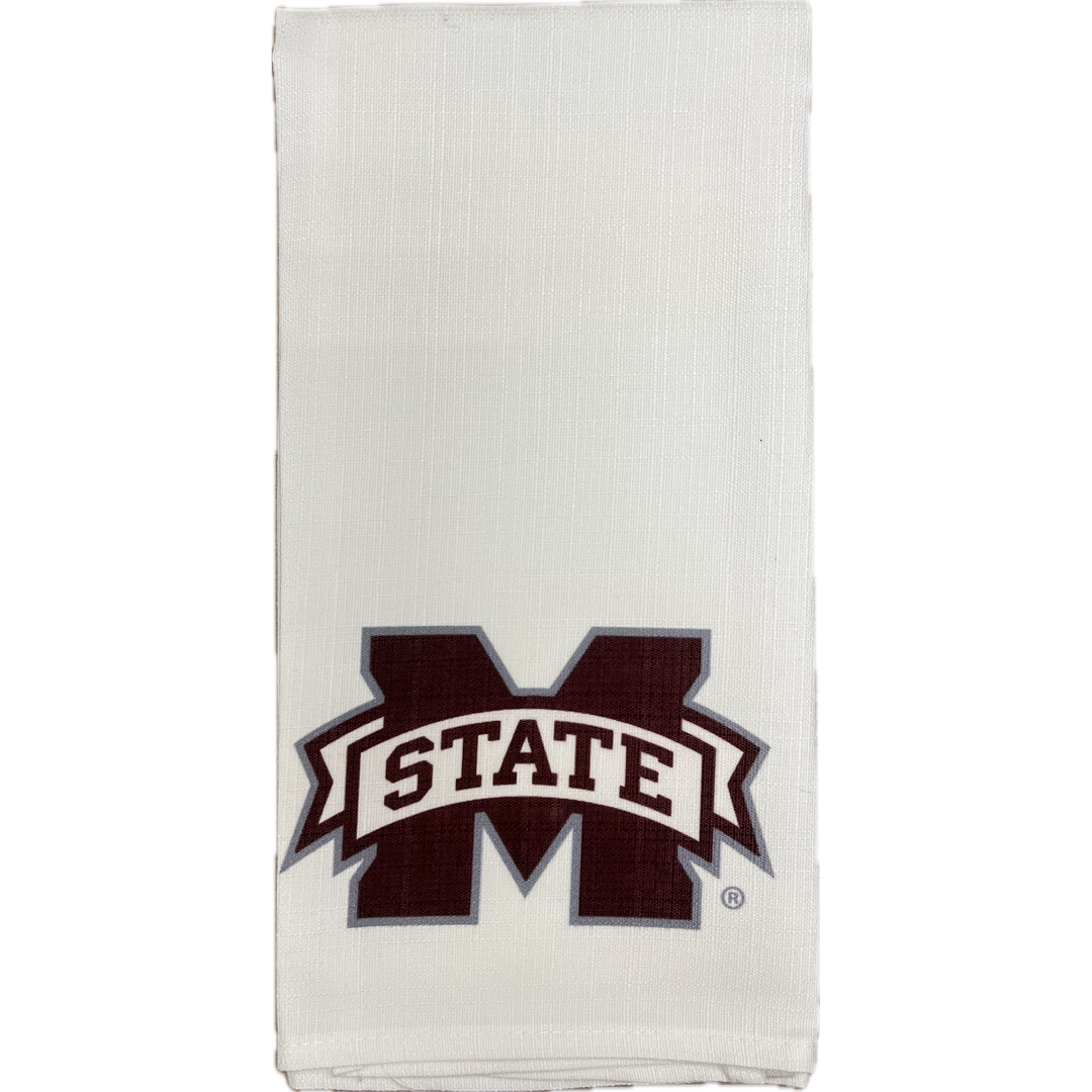 Little Birdie Tea Towel - Maroon M-State Logo