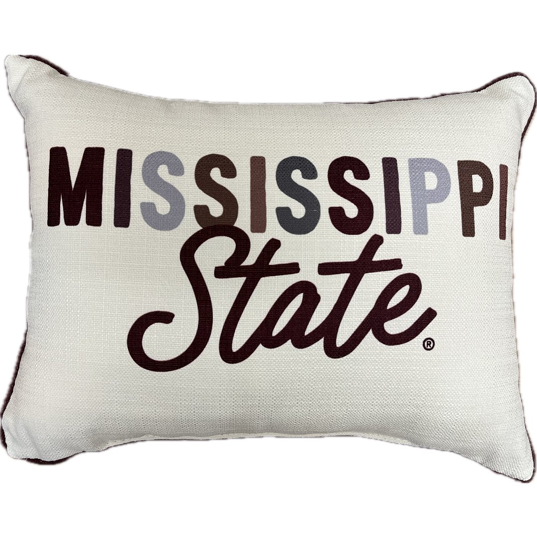 Little Birdie Pillow - Mississippi State Collegiate Tones w/Piping Garnet