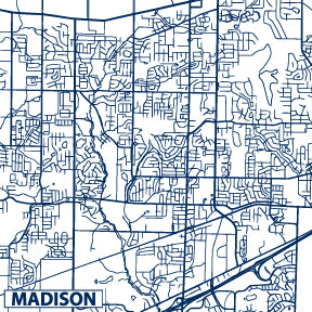 Madison City Streets Map Coaster